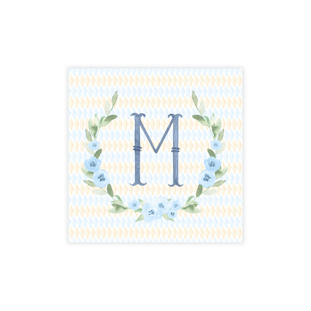 Derby Blues Monogrammed Reversible Coasters