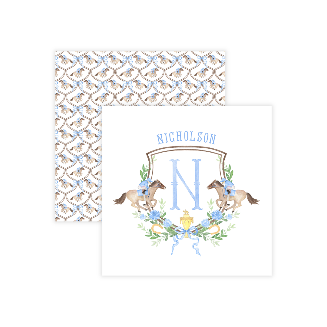 Derby Crest + Monogram Personalized Reversible Coasters