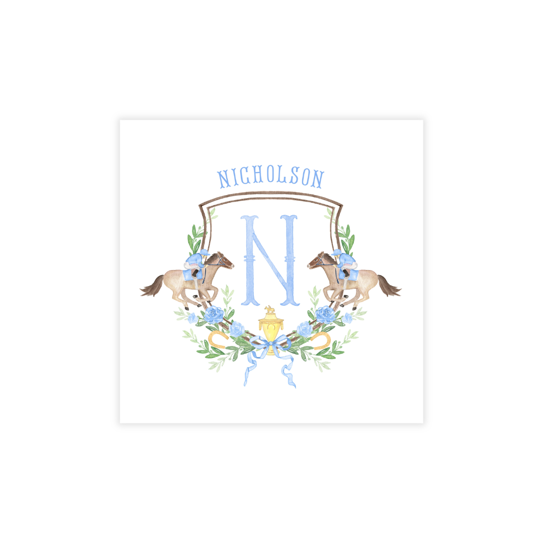 Derby Crest + Monogram Personalized Reversible Coasters