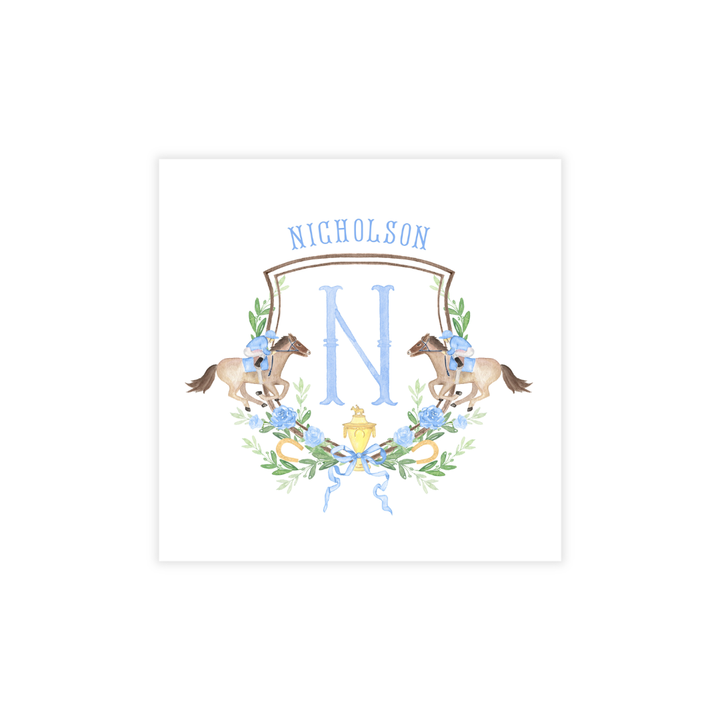 Derby Crest + Monogram Personalized Reversible Coasters