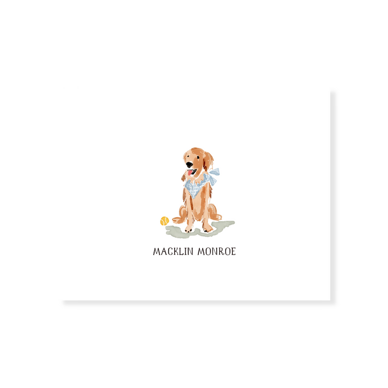 Golden Retriever + Ball Personalized Note Cards