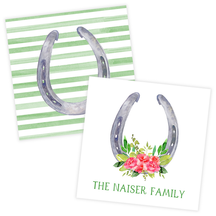 Floral Horseshoe Personalized Coasters- Color Options!