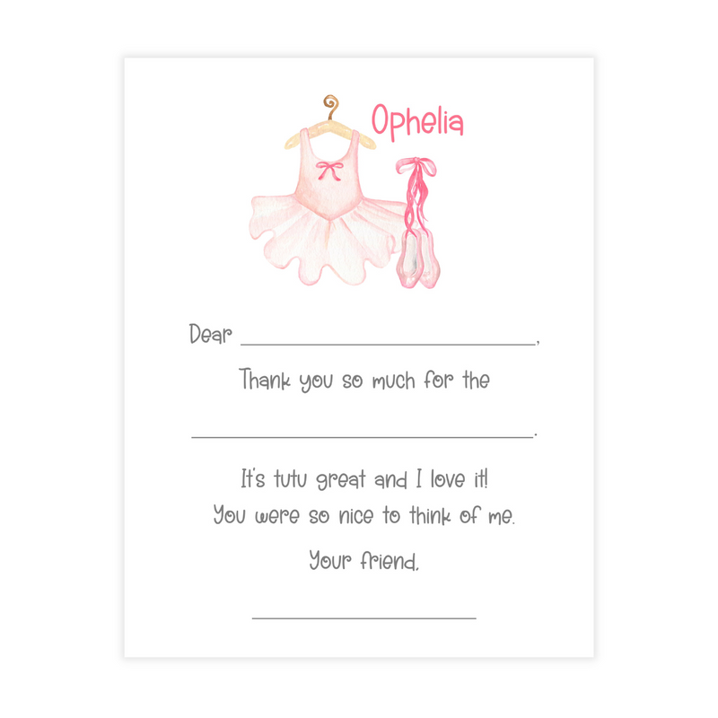 Ballet Fill-in Thank You Notes