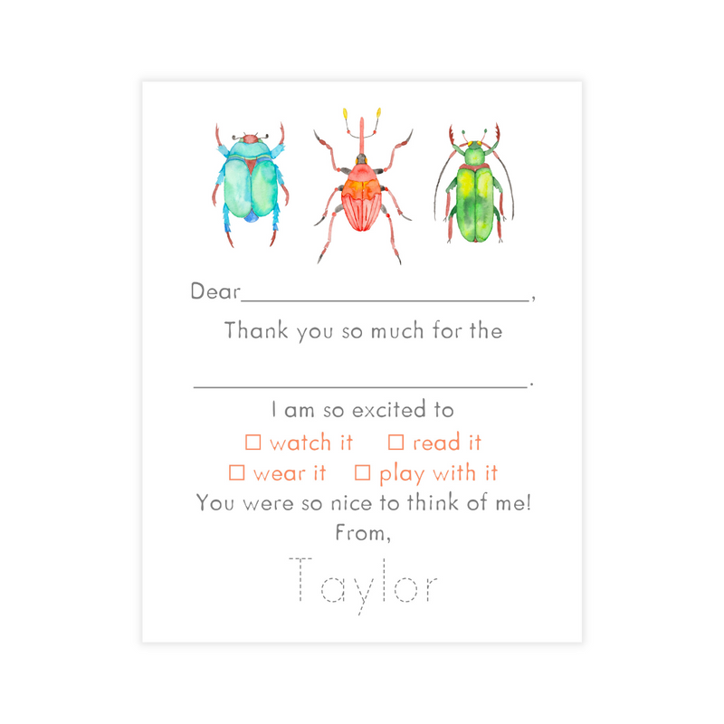 Retro Beetle Bugs Fill-in Thank You Notes