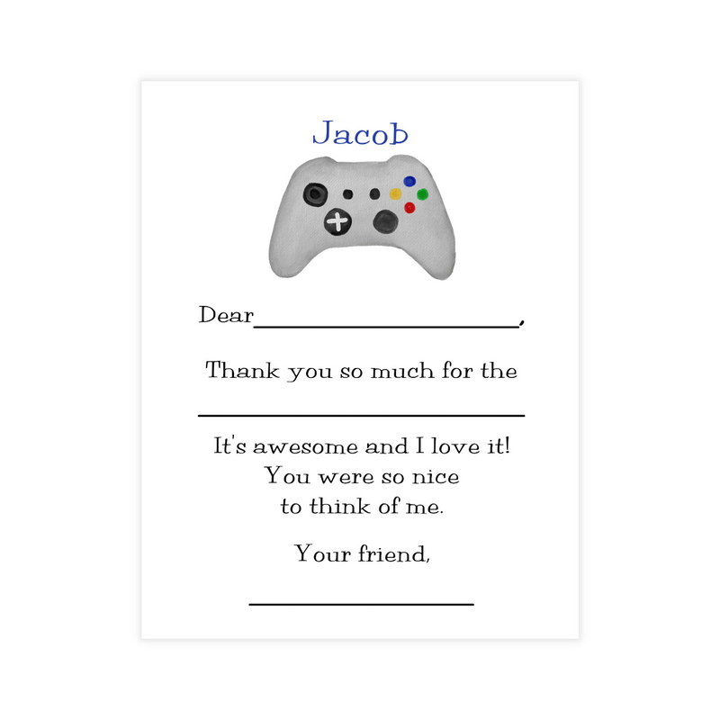 Game Controller Fill-In Thank You Notes