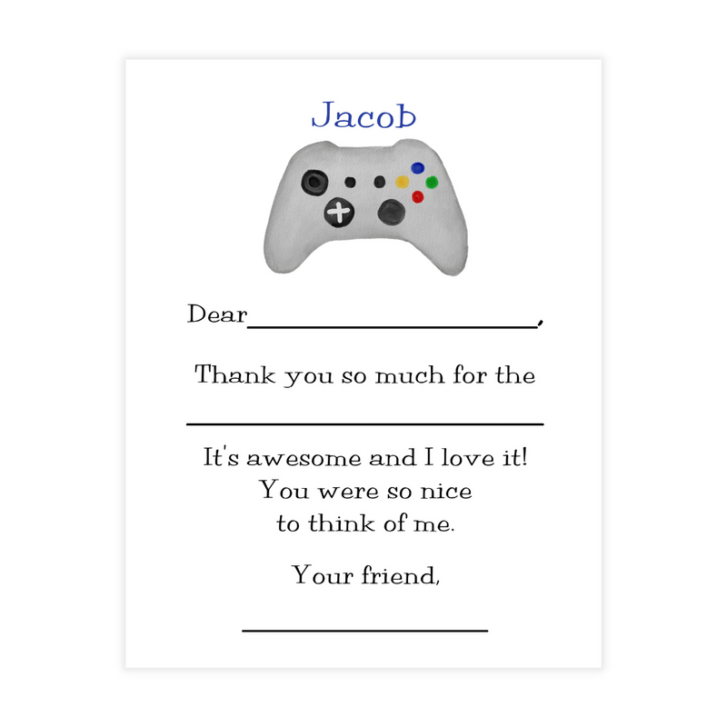 Game Controller Fill-In Thank You Notes