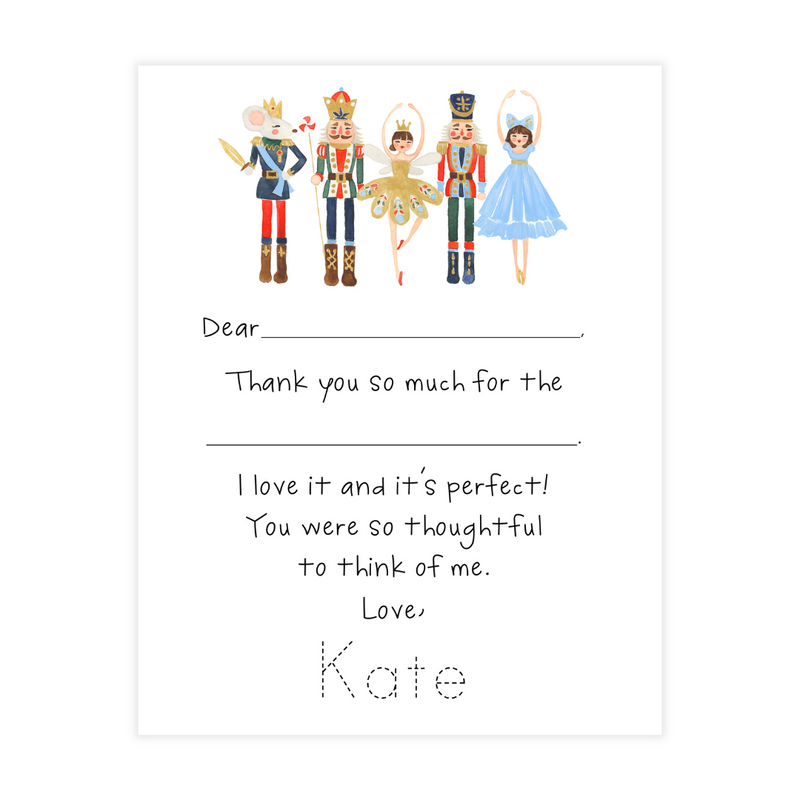 Nutcracker Fill-in Thank You Flat Note Cards