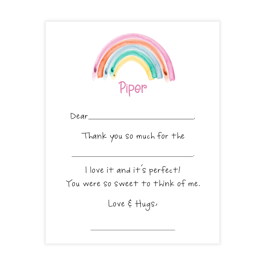 Rainbow Fill-in Thank You Flat Note Cards