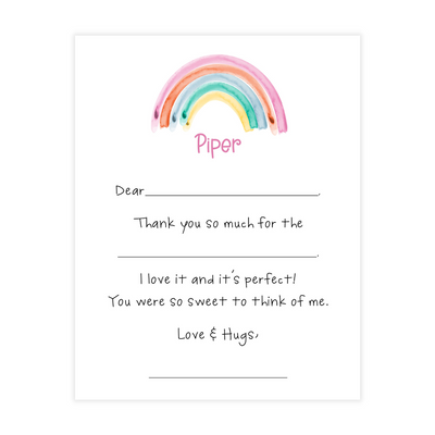 Rainbow Fill-in Thank You Flat Note Cards