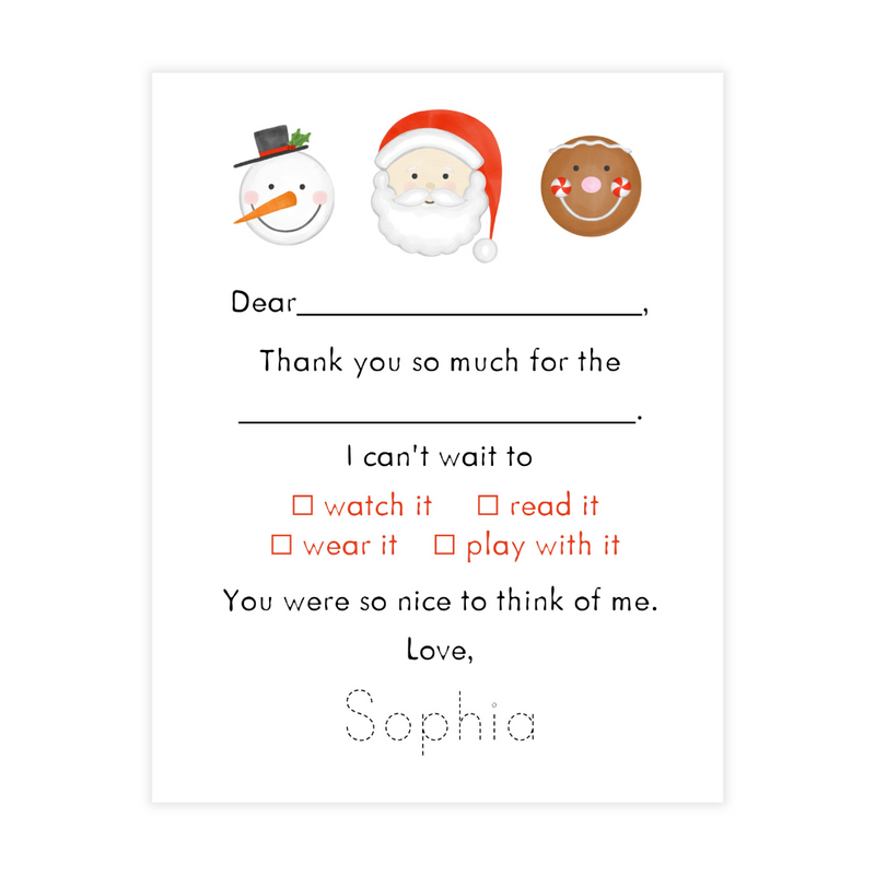 Santa + Friends Fill-in Thank You Notes for Kids