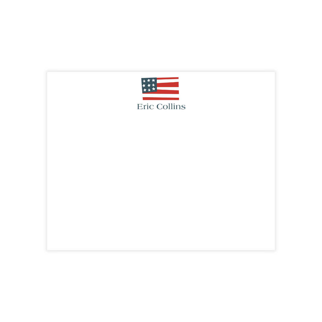 USA Flag Personalized Flat Note Cards