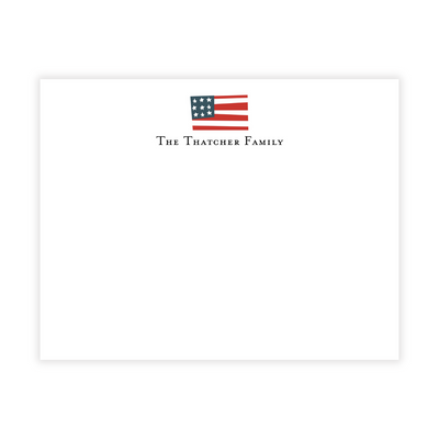 USA Flag Personalized Flat Note Cards