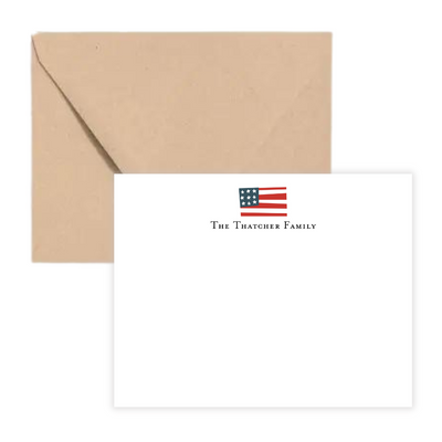 USA Flag Personalized Flat Note Cards