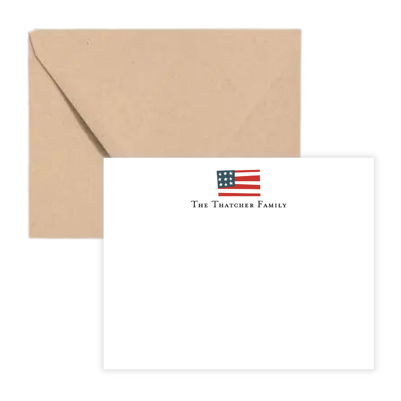 USA Flag Personalized Flat Note Cards