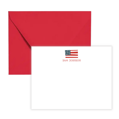 USA Flag Personalized Flat Note Cards