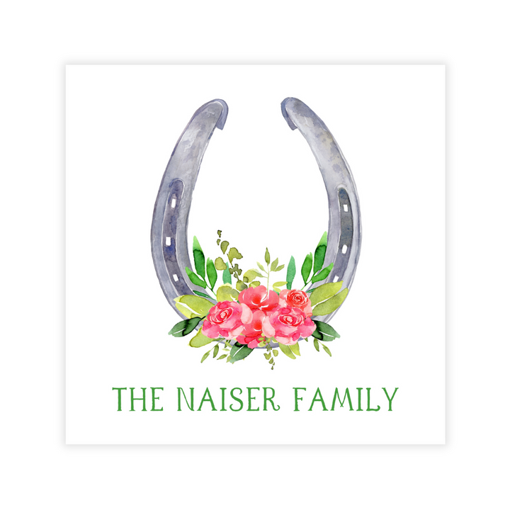 Floral Horseshoe Personalized Coasters- Color Options!
