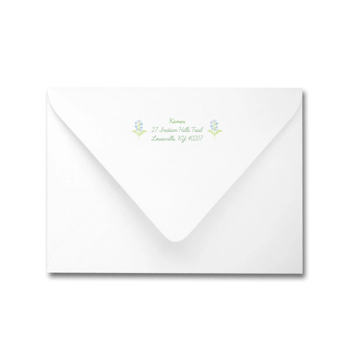 Blue and Green Floral Frame + Monogram Invitations