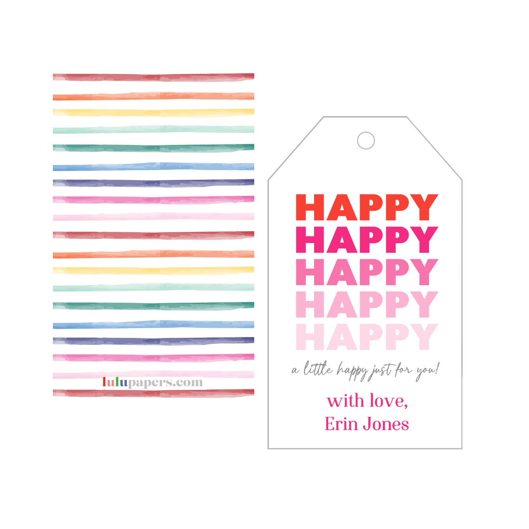 HAPPY Red/Pink Personalized Gift Tags