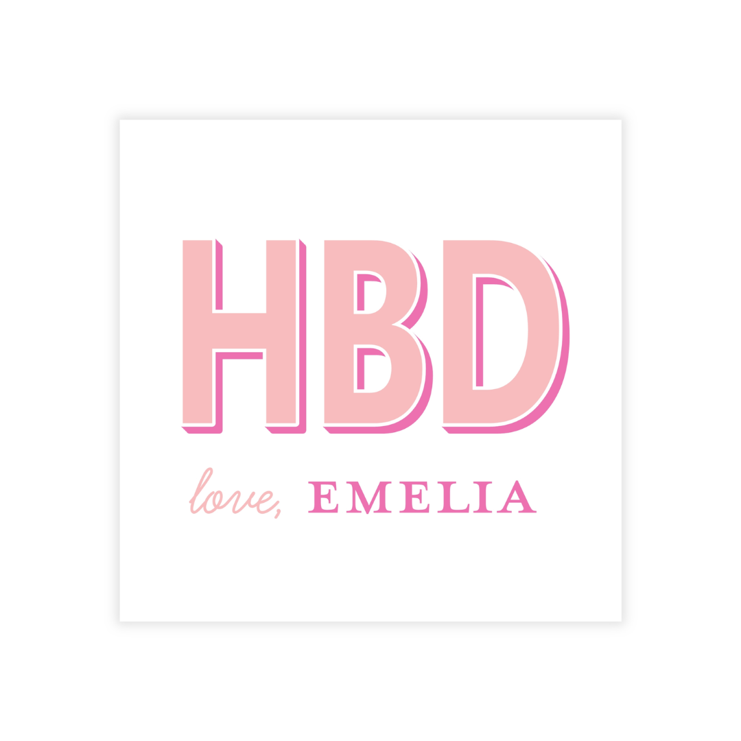 HBD Bold Semi- Custom Personalized Stickers