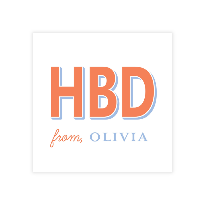 HBD Bold Semi- Custom Personalized Stickers