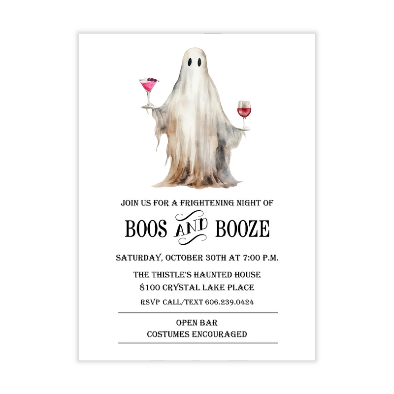 Boos + Booze Halloween Party Invitation