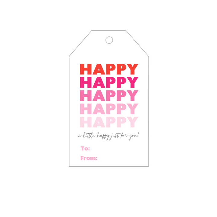 HAPPY Red/Pink Personalized Gift Tags