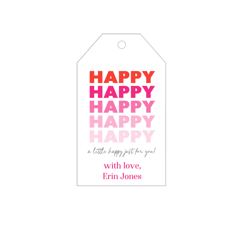 HAPPY Red/Pink Personalized Gift Tags
