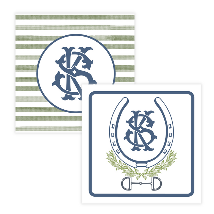 Two Initial Monogrammed Horseshoe Coasters- Reversible!