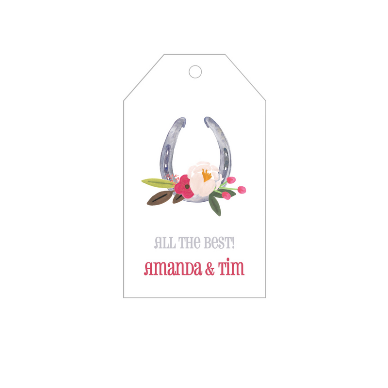 Horseshoe + Flower Swag Personalized Gift Tags