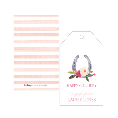 Horseshoe + Flower Swag Personalized Gift Tags