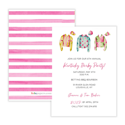 Jockey Silks + Pink Stripes Invitation