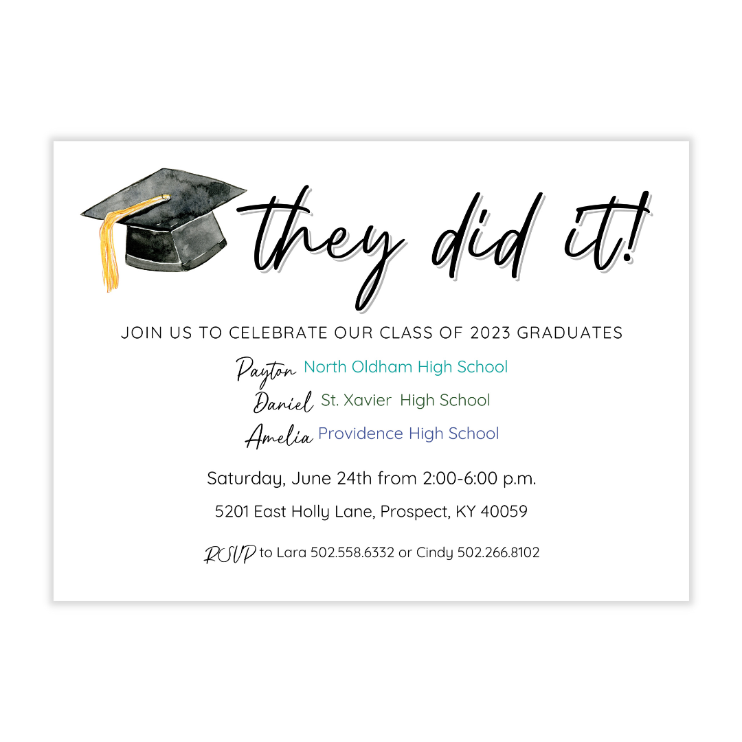 They Did It! Joint Graduation Party Invitation + Photos