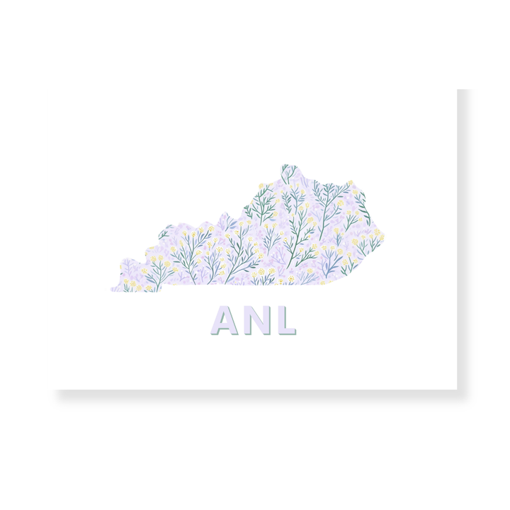 Kentucky Floral Monogrammed Folded Note Cards