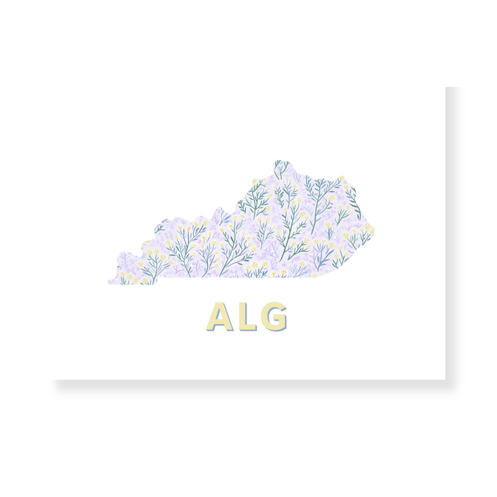 Kentucky Floral Monogrammed Folded Note Cards