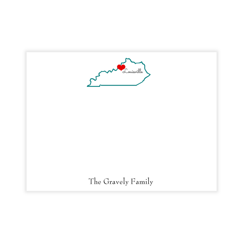 Louisville Love Personalized Flat Note Cards