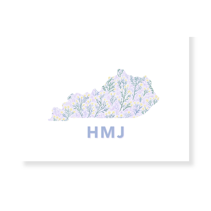 Kentucky Floral Monogrammed Folded Note Cards