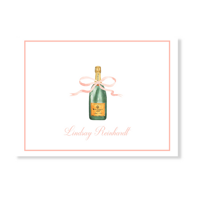 Champagne + Blush Bow Personalized Note Cards