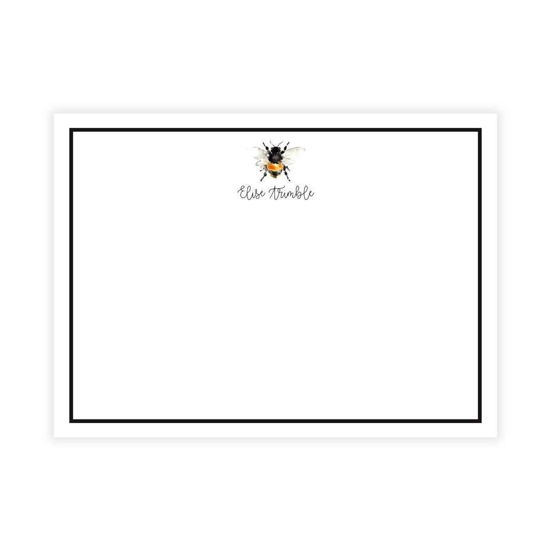 Honeybee Large Flat Note Cards- 2 border color options!
