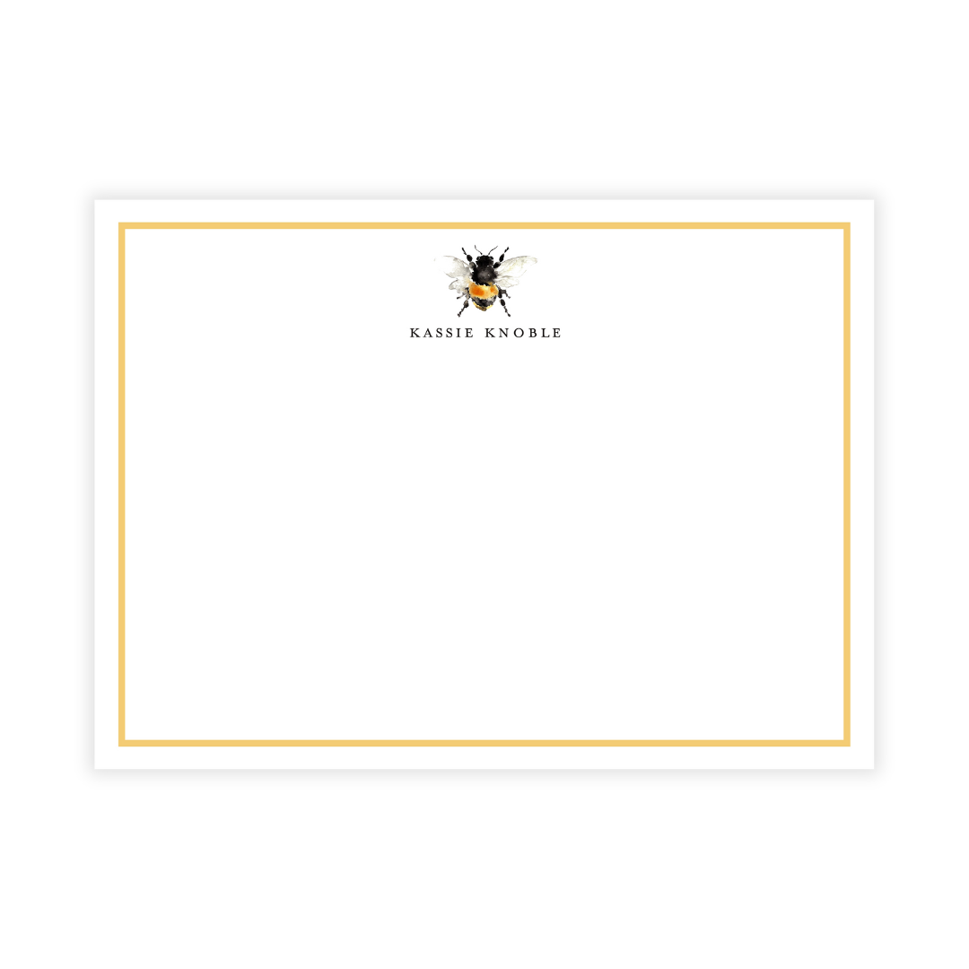 Honeybee Large Flat Note Cards- 2 border color options!