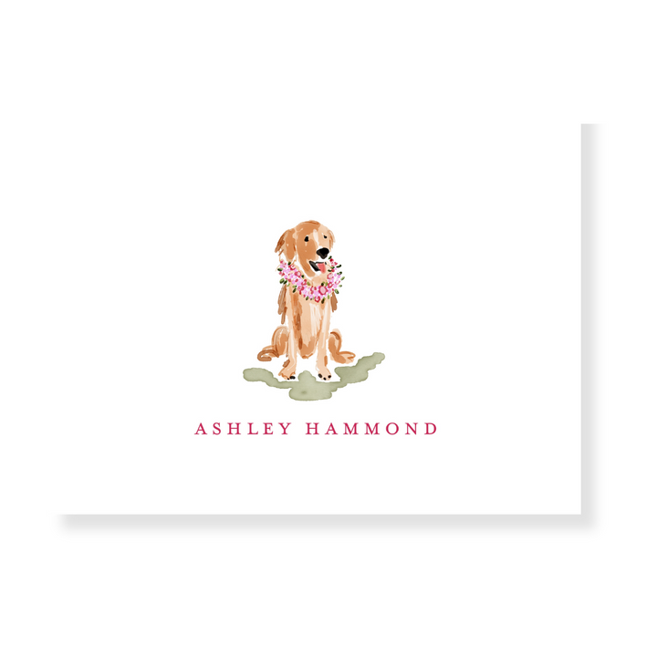 Girl Golden Retriever Personalized Note Cards