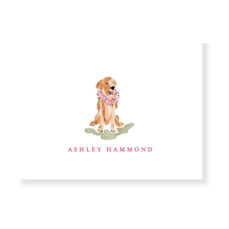 Girl Golden Retriever Personalized Note Cards