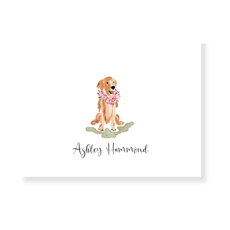 Girl Golden Retriever Personalized Note Cards