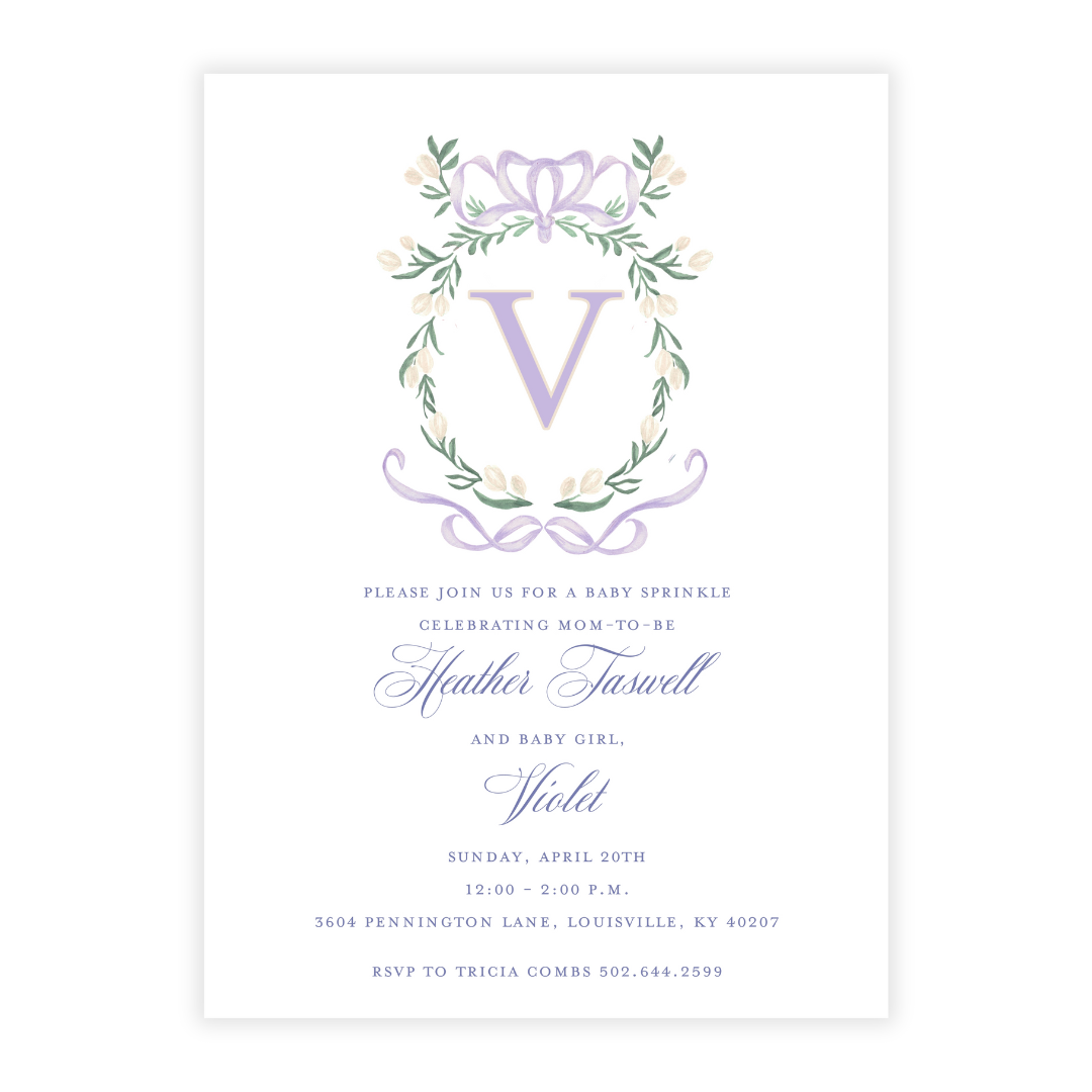 Lavendar Crest Baby Shower Invitation