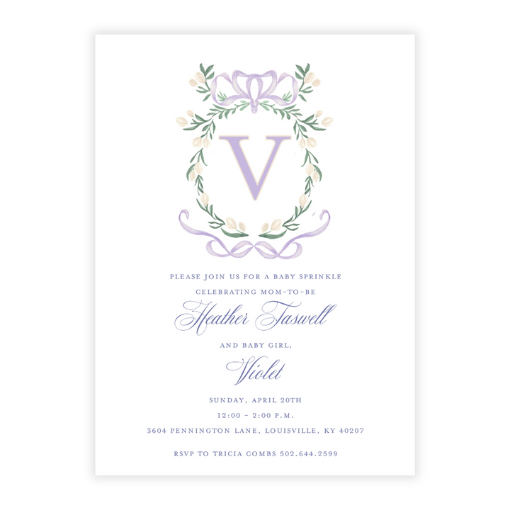 Lavendar Crest Baby Shower Invitation