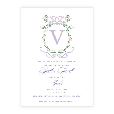 Lavendar Crest Baby Shower Invitation