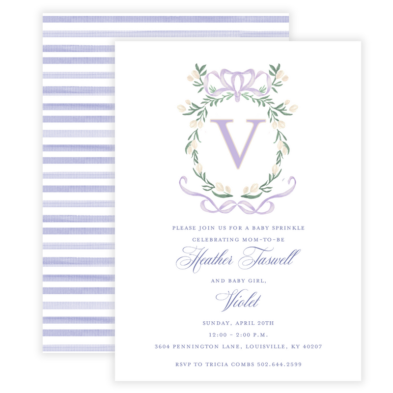 Lavendar Crest Baby Shower Invitation