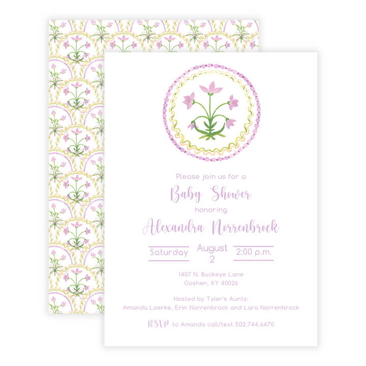 Lilac Floral Grandmillennial Baby Shower Invitations