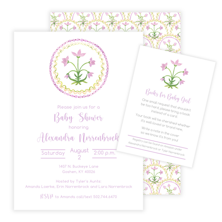 Lilac Floral Grandmillennial Baby Shower Invitations