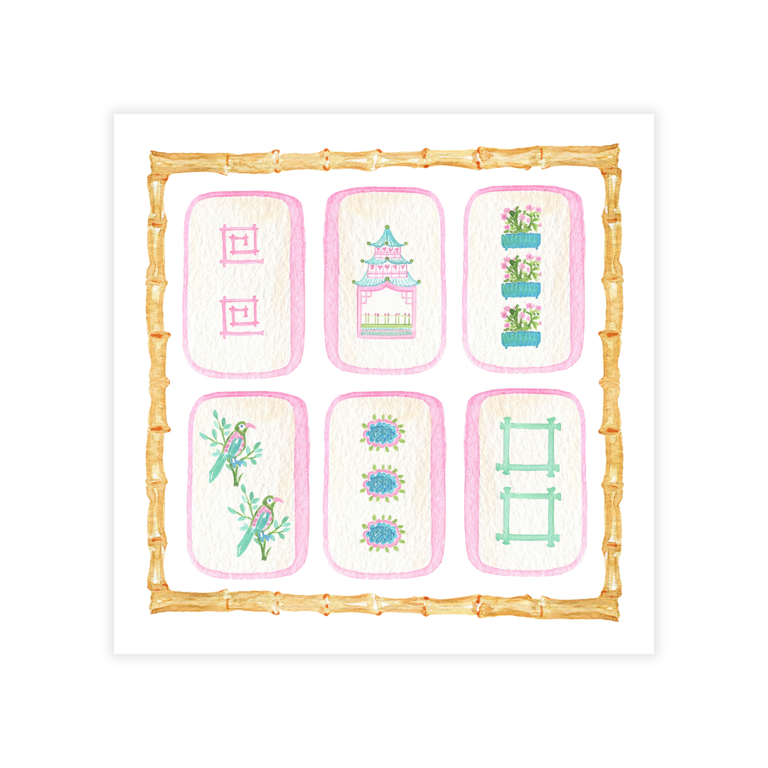 Mahjong Reversible Coasters; "Mahjong with Mahgirls"
