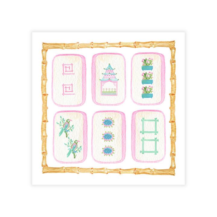 Mahjong Reversible Coasters; "Mahjong with Mahgirls"